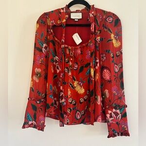 Alexis Morgana Print Red Floral Blouse, NWT